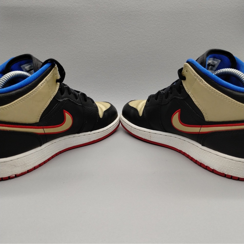 Nike Air Jordan 1 Mid Retro 'Bred Metallic Gold' Athletic Shoes Womens Size 8.5 - Picture 5 of 8